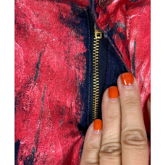 Jr-S.Com Misses 11/12 Vintage Y2K Red Blue Low Rise Straight Leg Zip Jeans - Picture 5 of 6